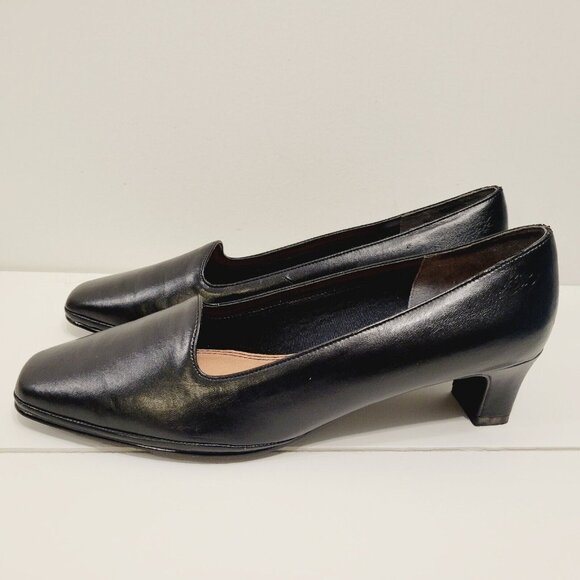 Womens Sz 8.5M Soft Style Hush Puppies innerSoft Black Slip on Pump Heel Shoes - Picture 3 of 6